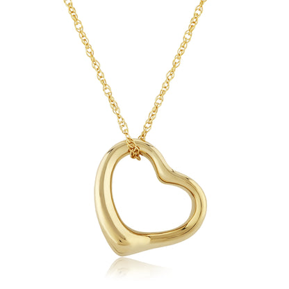 14kY 12mm Open Floating Heart Necklace 21/604 - 18"