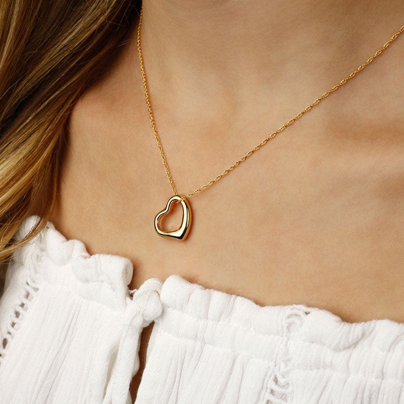 14kY 12mm Open Floating Heart Necklace 21/604 - 18"