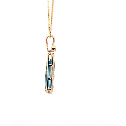 14kY 2.50ct Blue Topaz .03ct Diamond Pendant TPA4689NBT