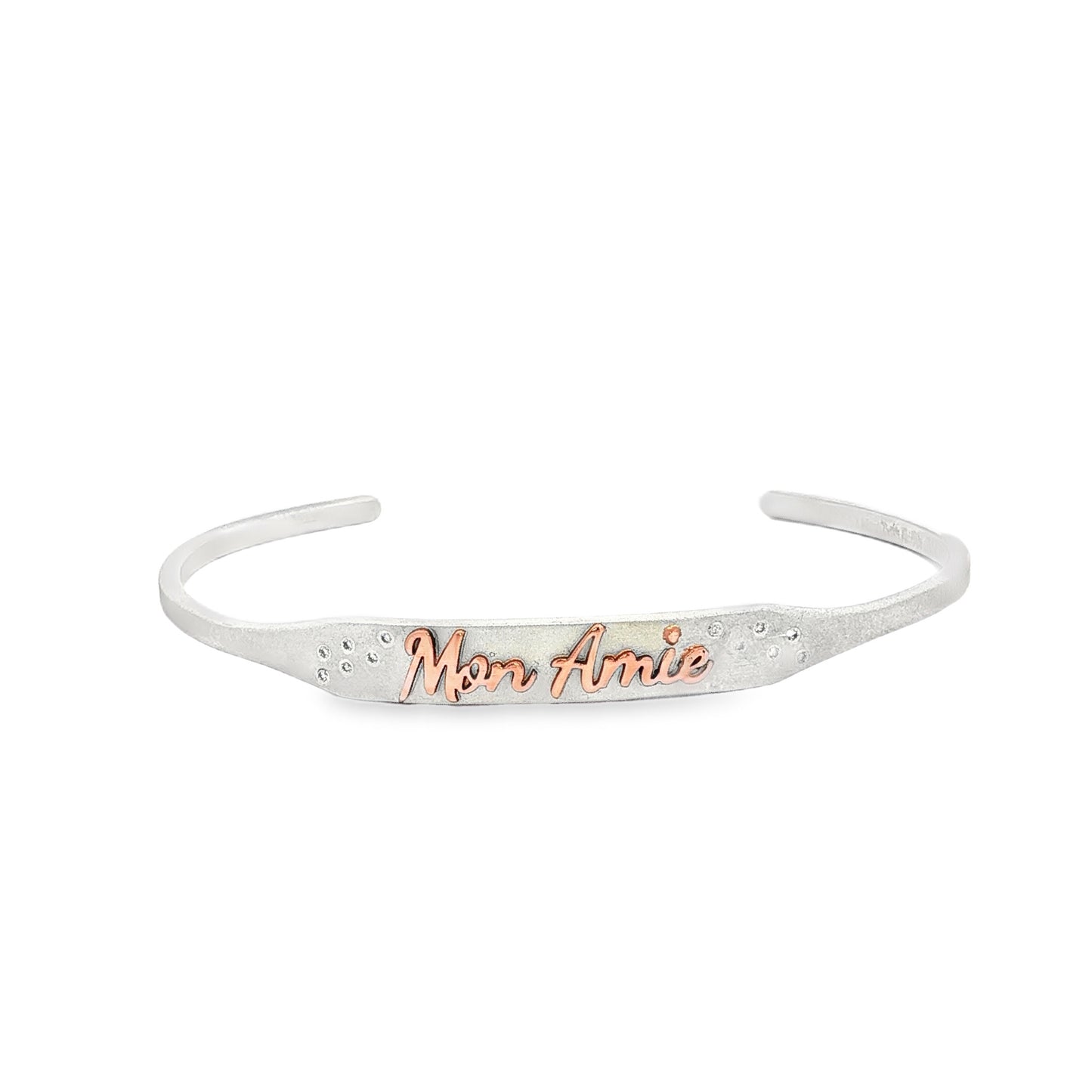 SS/RG "Mon Amie" Diamond ID Cuff Bracelet
