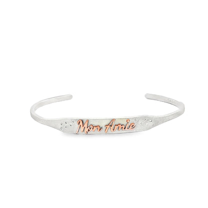 SS/RG "Mon Amie" Diamond ID Cuff Bracelet