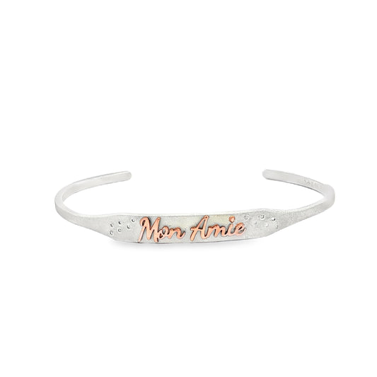 SS/RG "Mon Amie" Diamond ID Cuff Bracelet