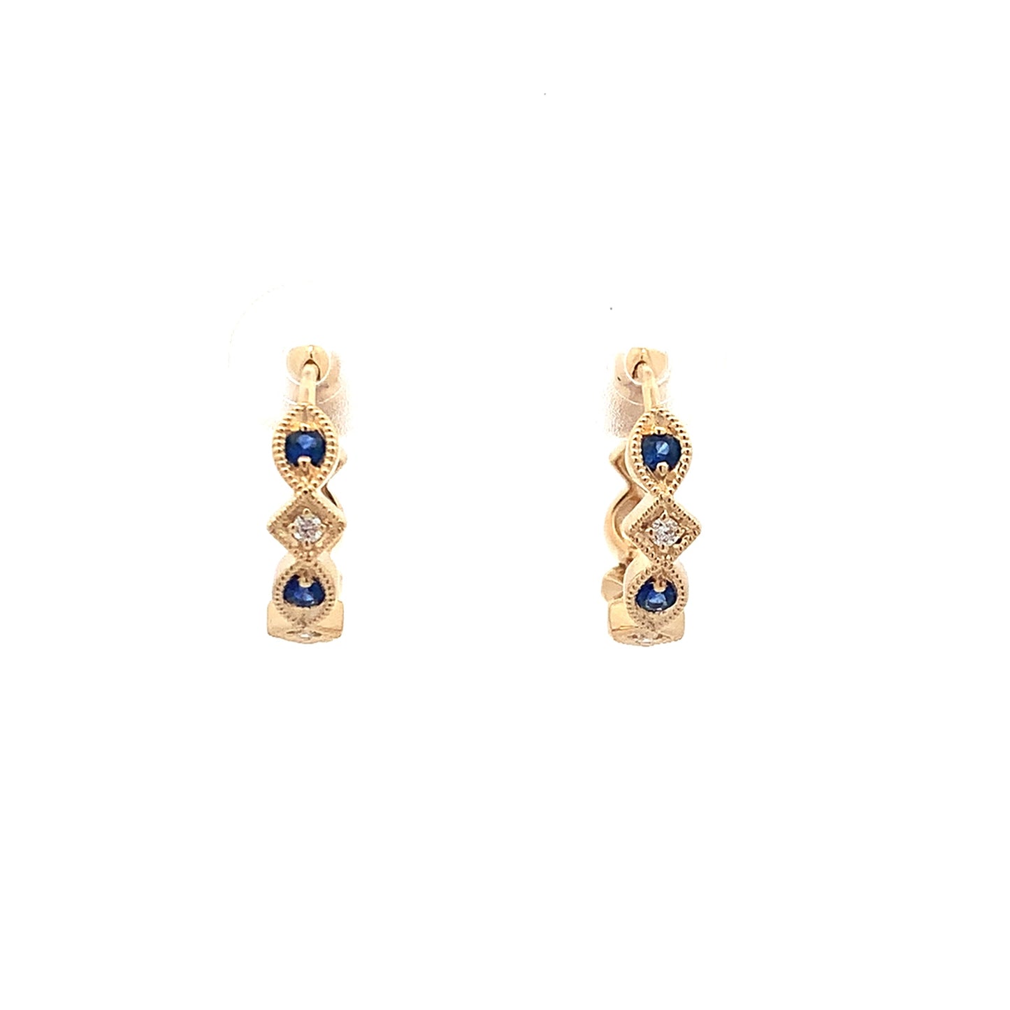 14kY .19cttw Sapphire .05cttw Diamond Hoop TEA2613NS
