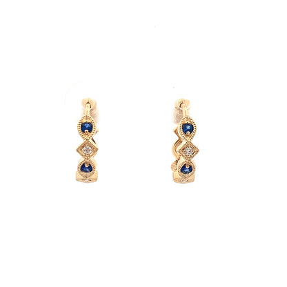 14kY .19cttw Sapphire .05cttw Diamond Hoop TEA2613NS