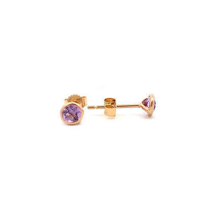14kY 4mm Amethyst Bezel Stud