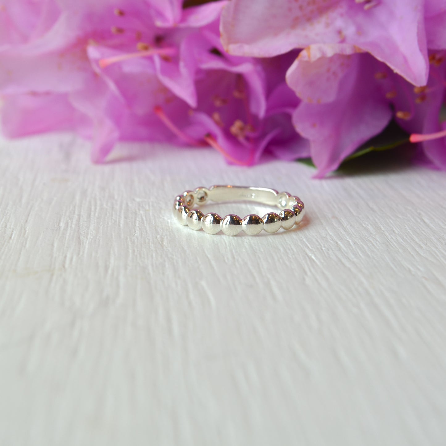 SS Beaded Bubble Stackable Ring 51636 - 7