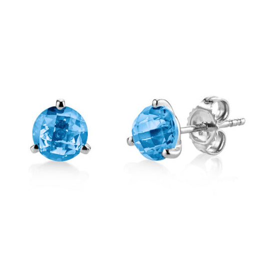 14kW 2.82ct Blue Topaz 3-Prong Stud 29501-7-EBT