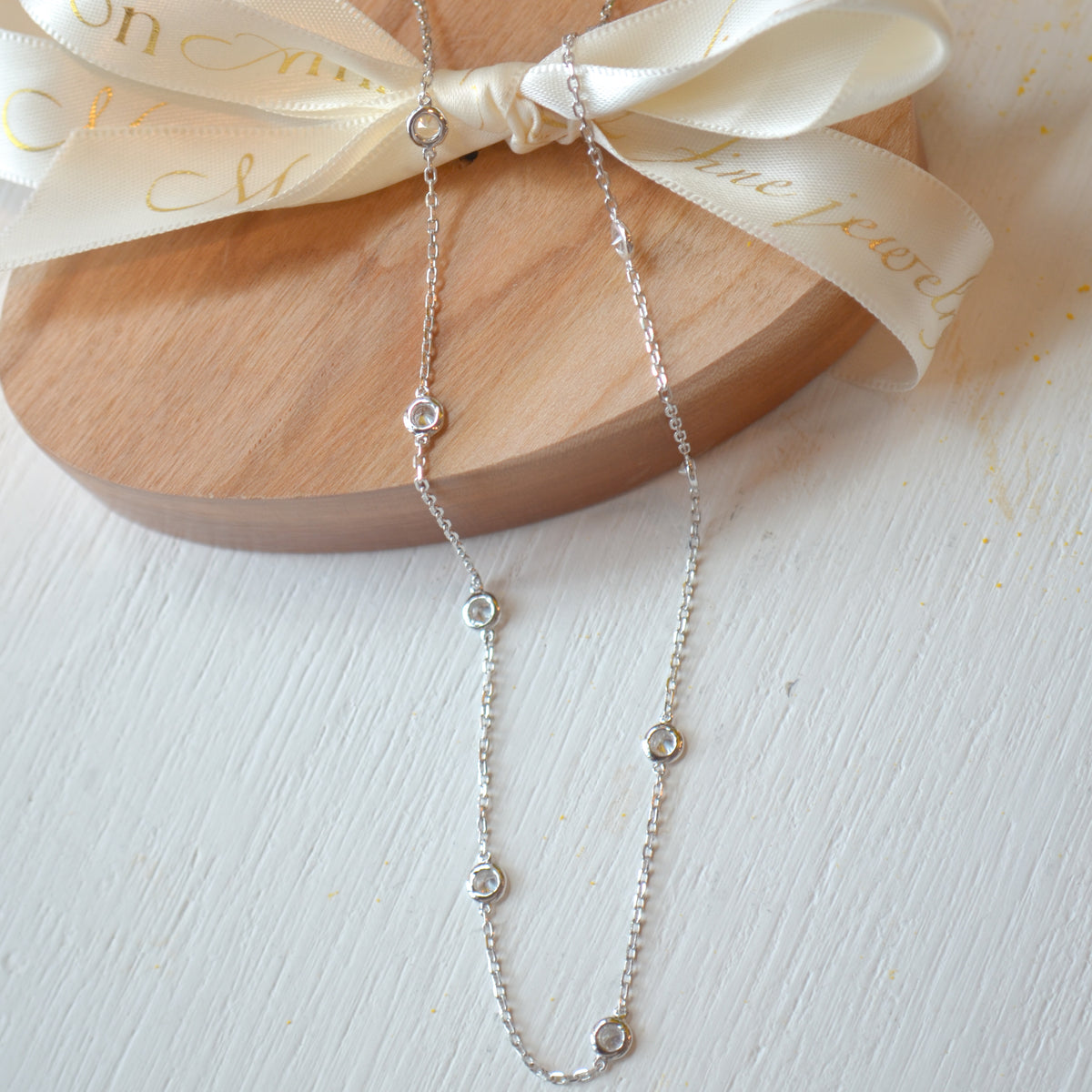 SS CZ Station Necklace QG5633-16-18