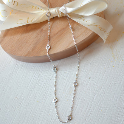 SS CZ Station Necklace QG5633-16-18