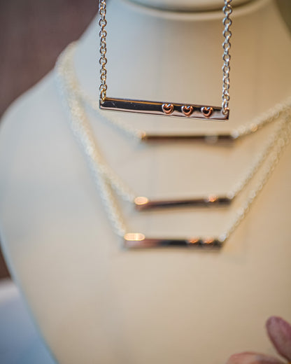 SS 3 Heart Bar Necklace NE16011HR3