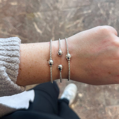SS Twist CZ Bead Bracelet SB5466-70