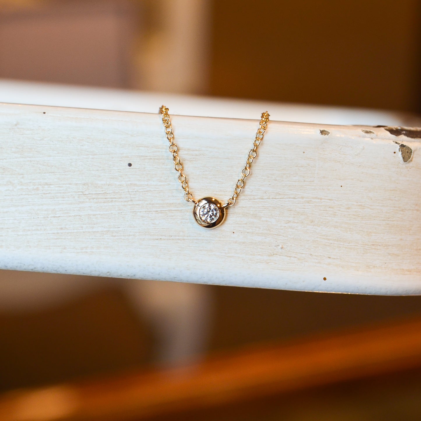 14kY .05ct Diamond Bezel Necklace SC55003229