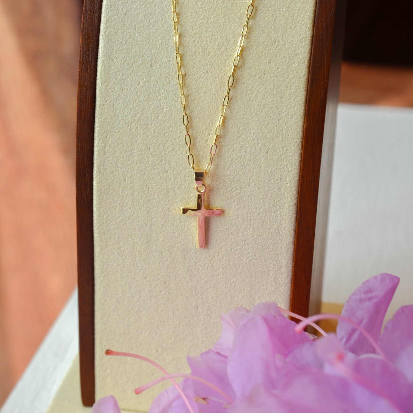 14kY 21x9.7mm Cross Paperclip Necklace R50064 - 18"