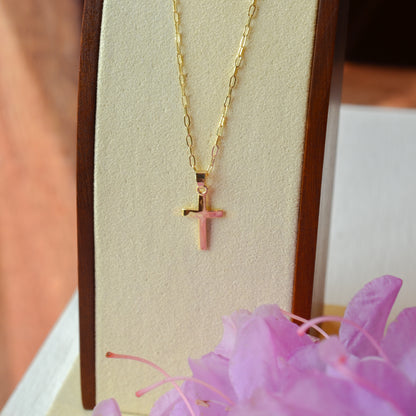 14kY 21x9.7mm Cross Paperclip Necklace R50064 - 18"