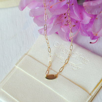 14kY Oval Disc Paperclip Necklace 88933 - 18"