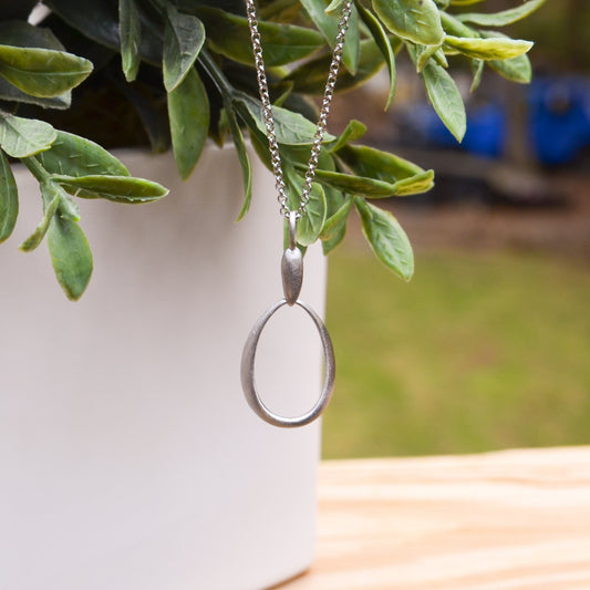 SS Satin Oval Drop Necklace CG120-51/M