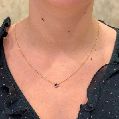 14kY .20ct Sapphire Bezel Necklace SC55026490V2