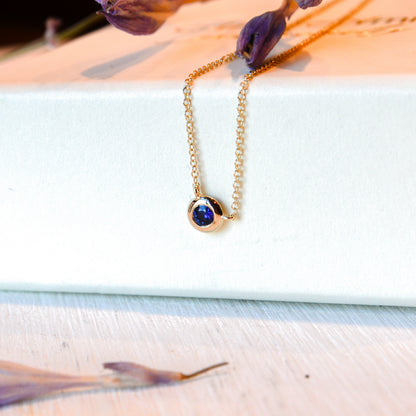 14kY .20ct Sapphire Bezel Necklace SC55026490V2