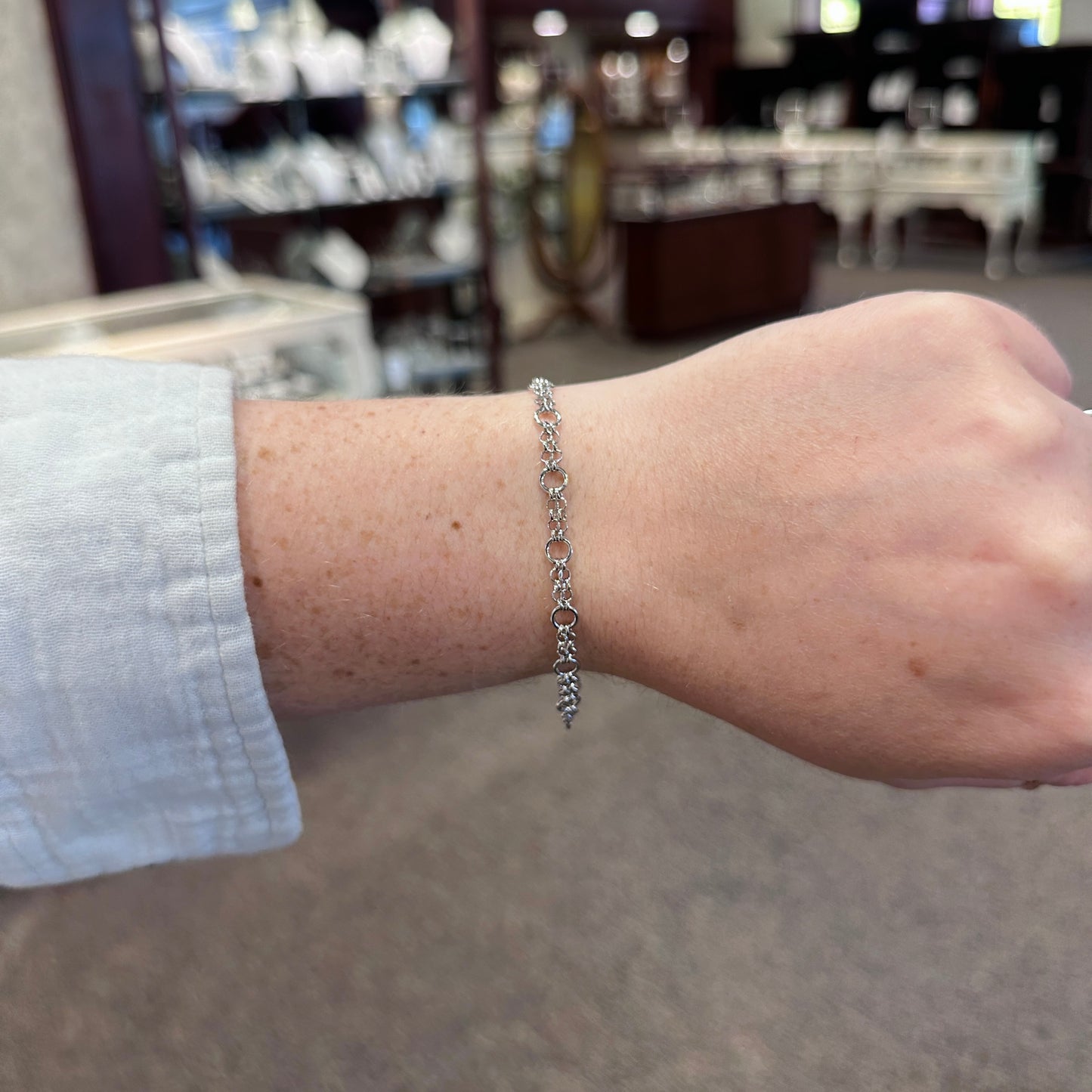 SS 5.5mm Double Chain Link Bracelet SB573AO - 7"