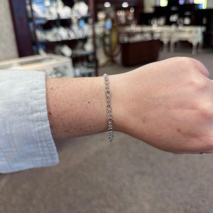 SS 5.5mm Double Chain Link Bracelet SB573AO - 7"