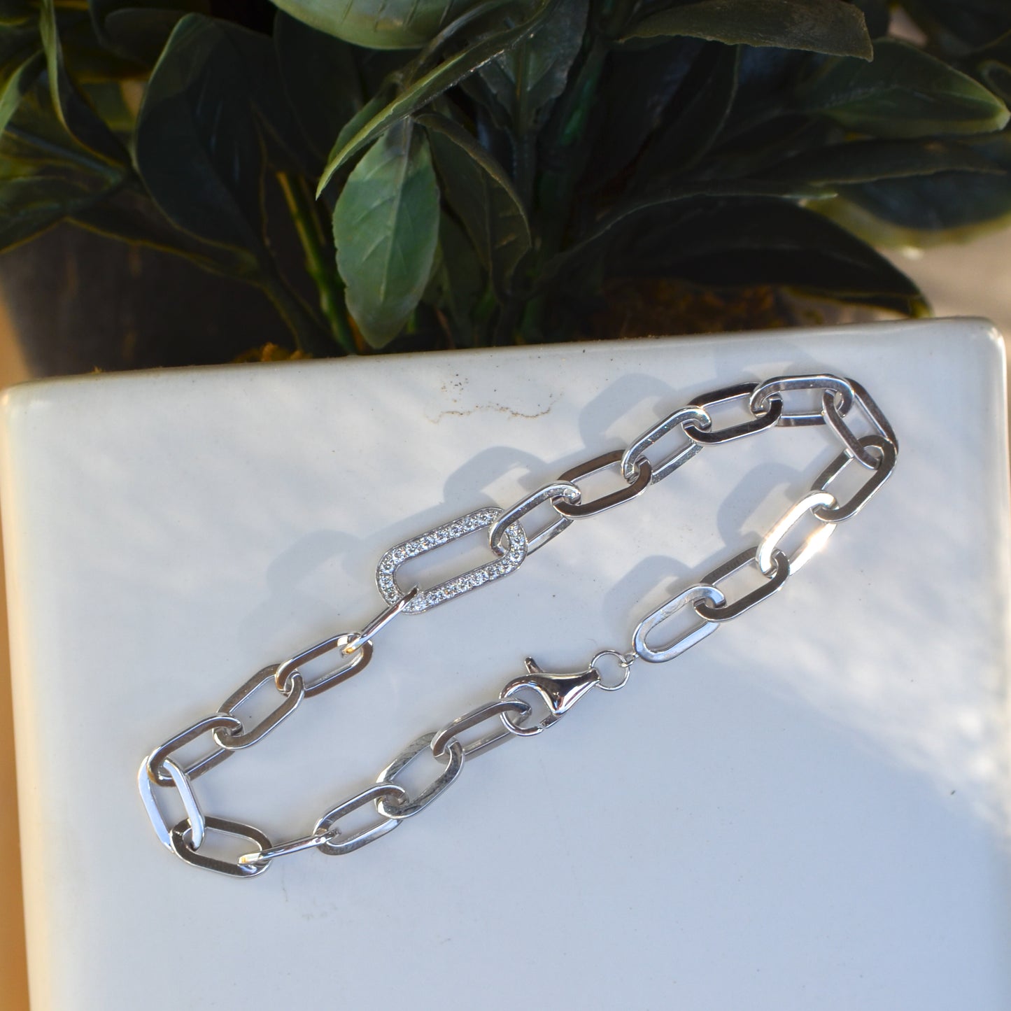 14kW .20cttw Diamond Paper Clip Bracelet SC55022955-7