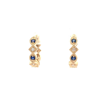 14kY .19cttw Sapphire .05cttw Diamond Hoop TEA2613NS