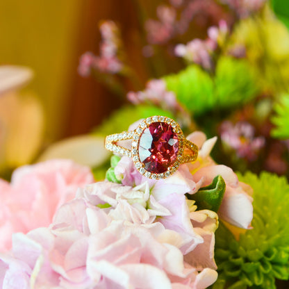18kR 3.22cttw Pink Tourmaline .45cttw Diamond Ring - 6.75