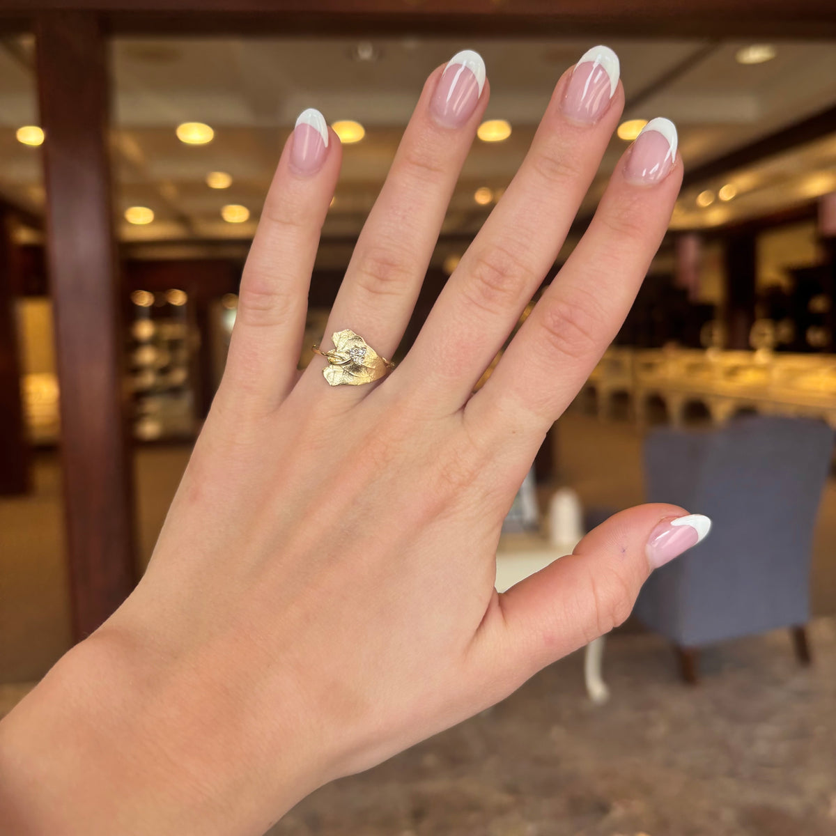 14kY .10cttw Diamond Leaf Ring LR5099Y45JJ - 7