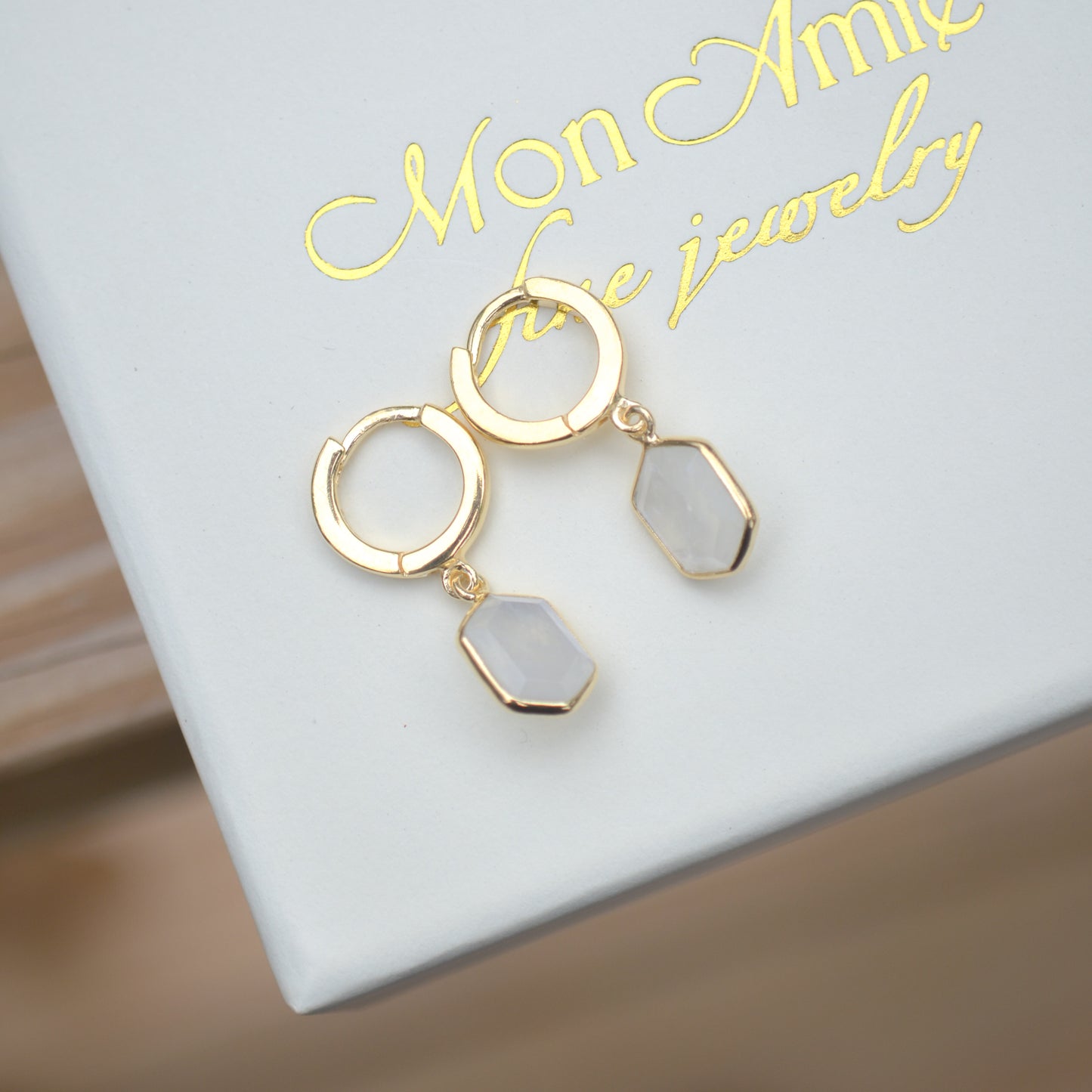 18k Vermeil Moonstone Hexagon Dangle PE129-83/ESO
