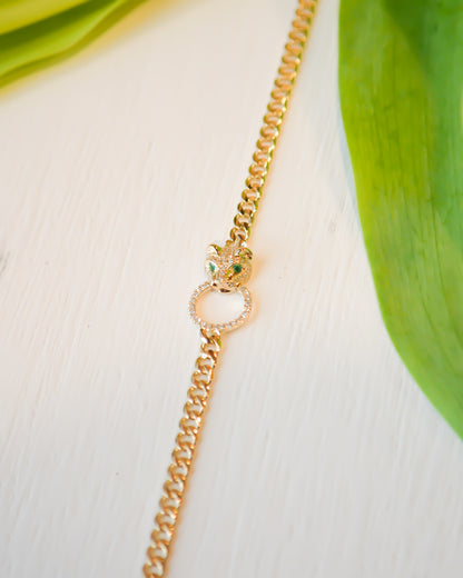 14kY .16ct Dia .03ct Emerald Panther Bracelet SC55022972