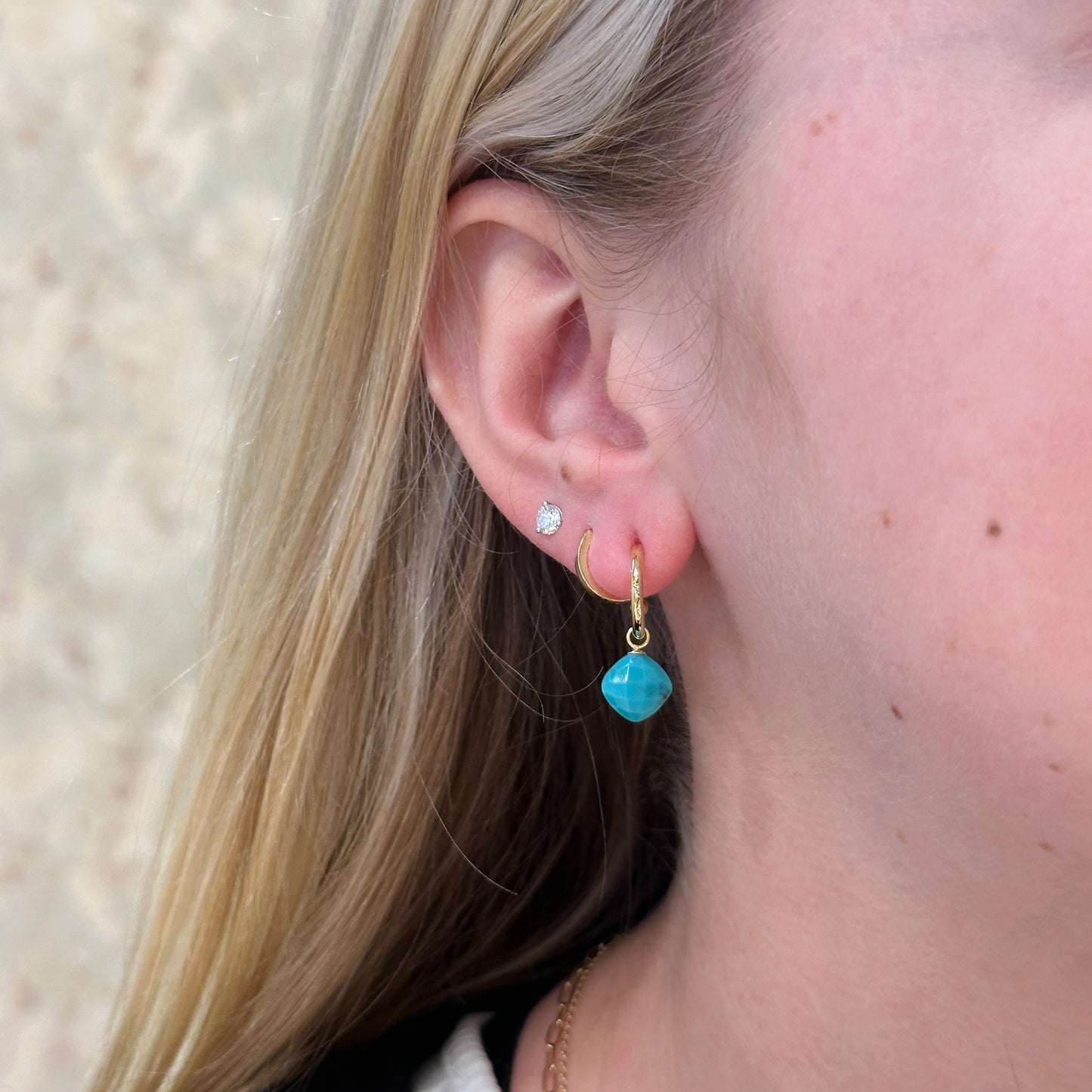 14kY Turquoise Drop Hoop 03/606TQ