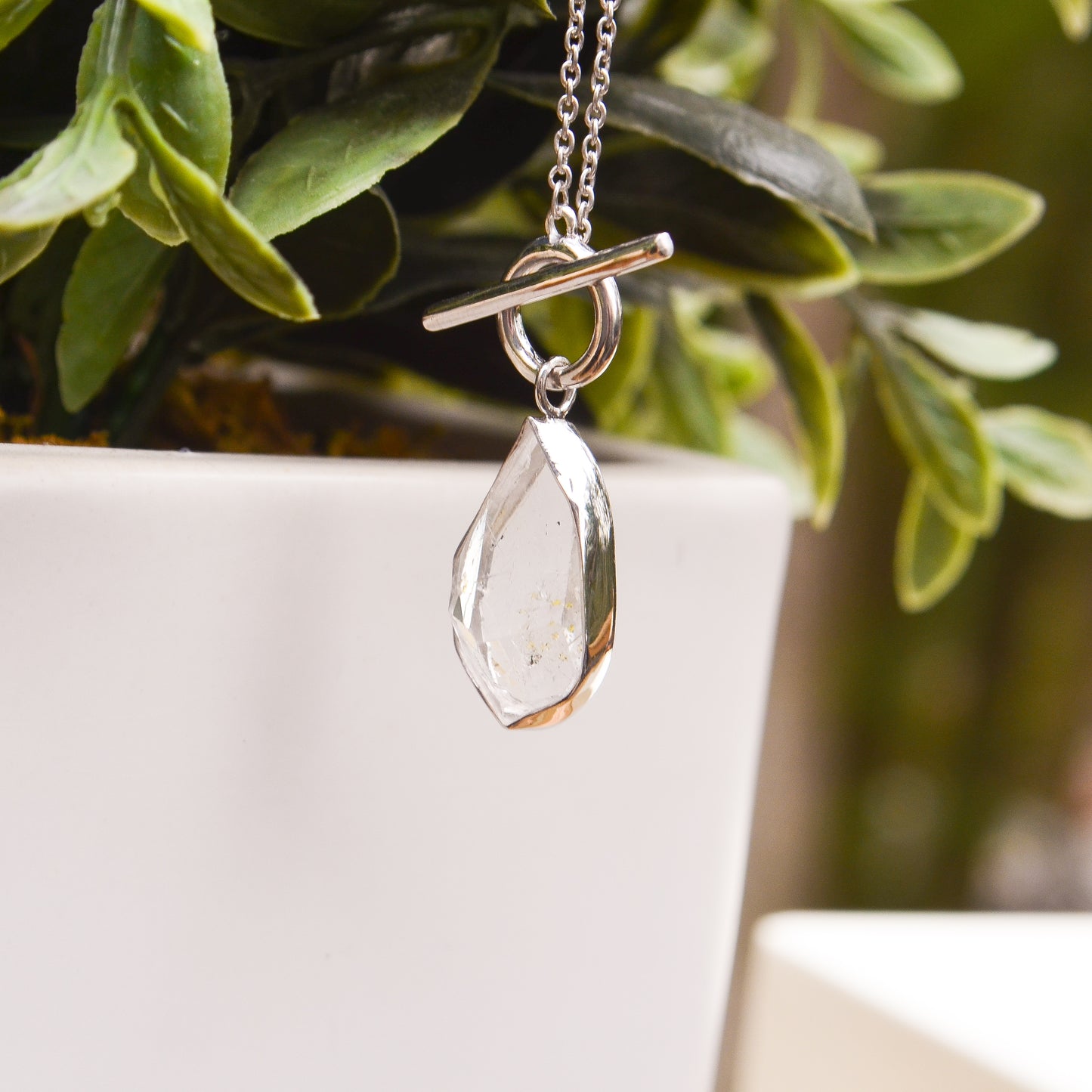 SS Herkimer Toggle Necklace CL129-51