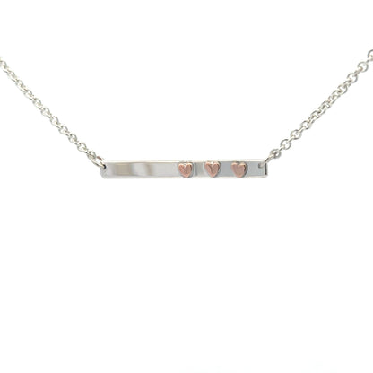 SS 3 Heart Bar Necklace NE16011HR3