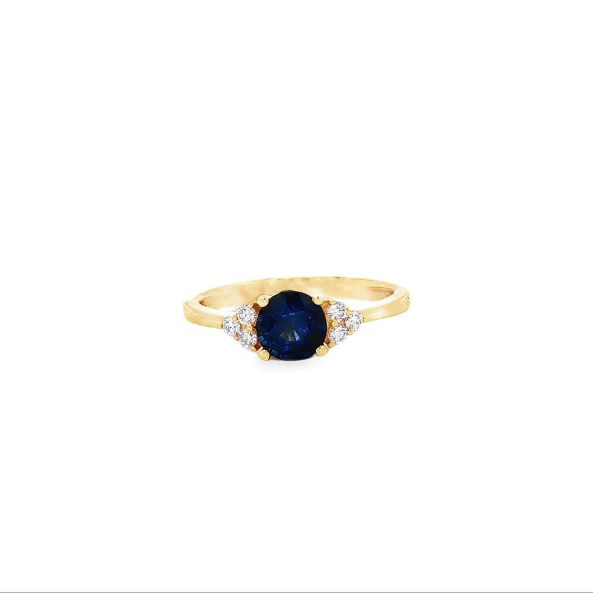 18kY 1.08ct Sapphire .13cttw Diamond Ring