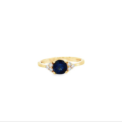 18kY 1.08ct Sapphire .13cttw Diamond Ring