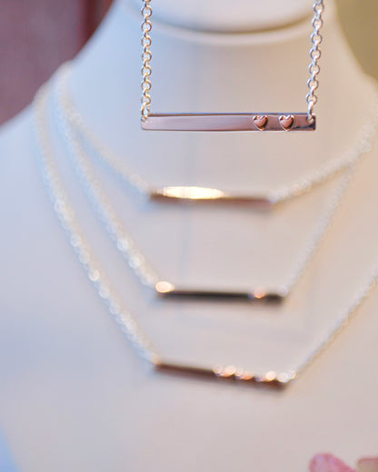 SS 2 Heart Bar Necklace NE16011HR2