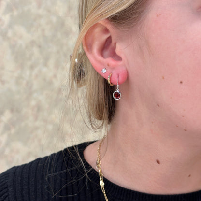 SS 6mm Garnet Dangle Earring