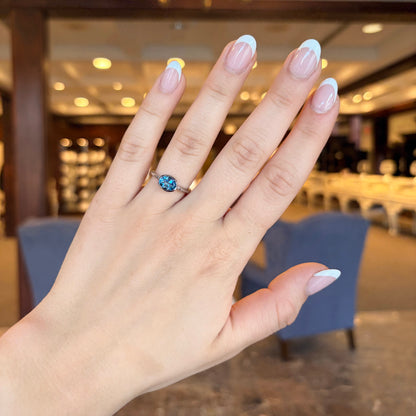14kW 8x6mm Swiss Blue Topaz Bezel Ring 72021