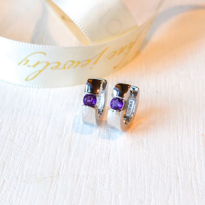 SS .50cttw Amethyst Huggie Hoop SEM85TLAT