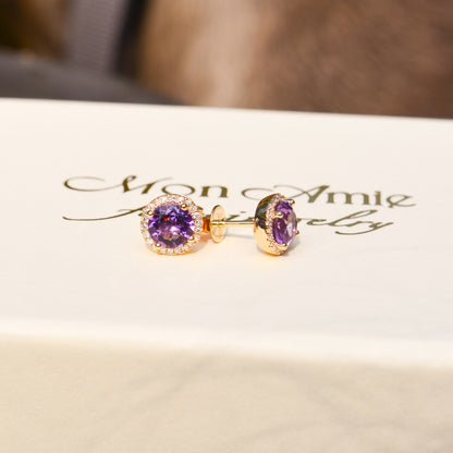 14kY 1.61cttw Amethyst .14cttw Diamond Stud SC55014115