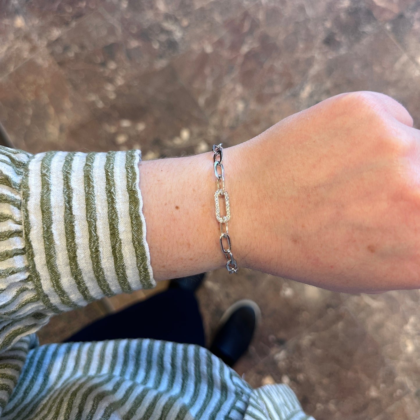 14kW .20cttw Diamond Paper Clip Bracelet SC55022955-7
