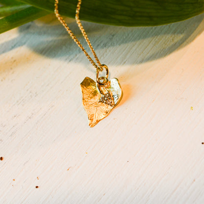 14kY .07cttw Diamond Leaf Necklace NK1852Y45JJ-18