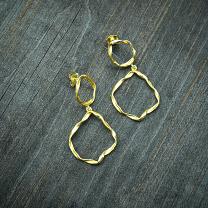 18k Vermeil Irregular Circle Drop Earring PE129-2326/O
