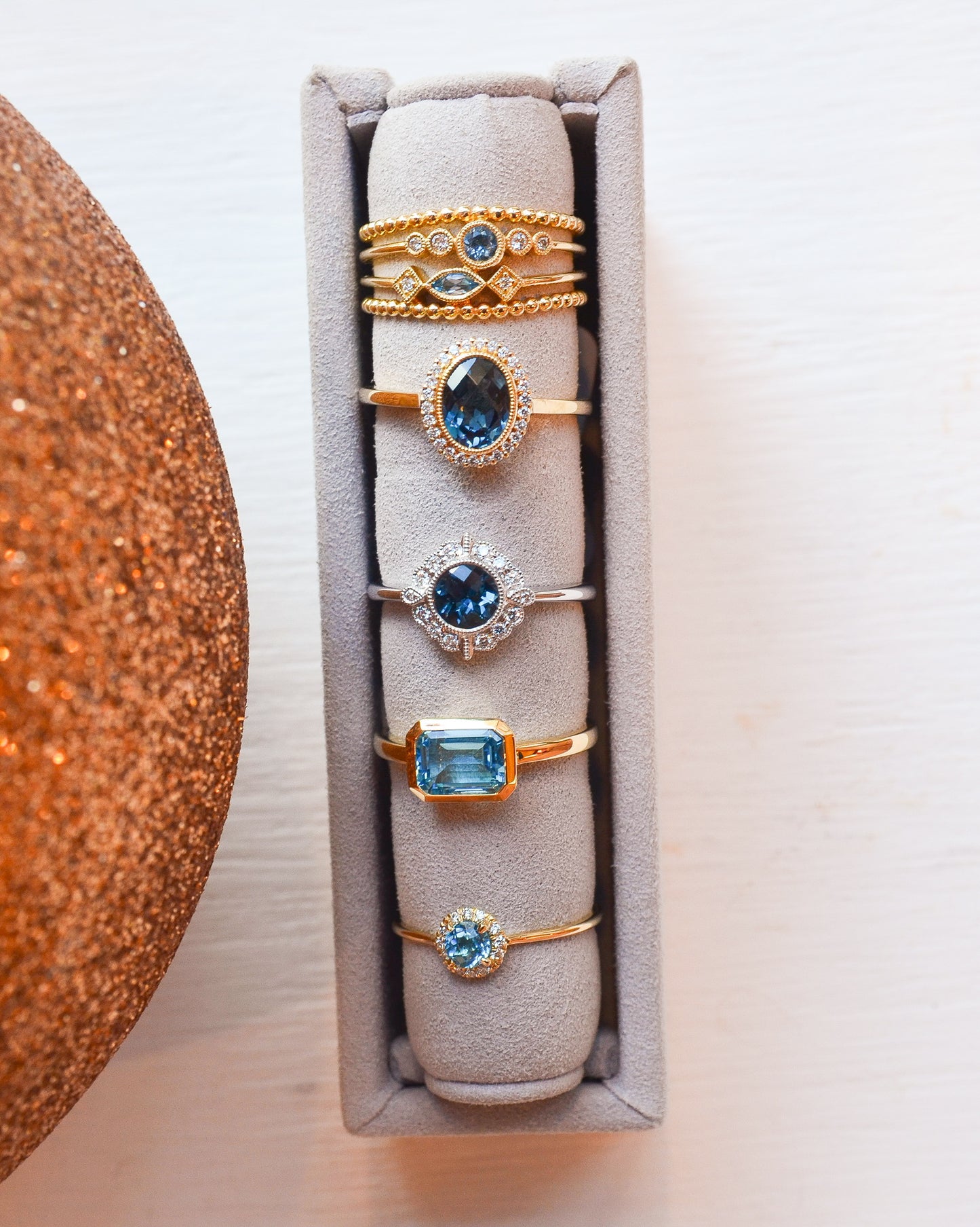 14kY 1.27ct London Blue Topaz .15cttw Diamond Ring D5633