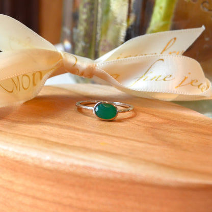 SS Green Onyx 6mm Bezel Ring A29 - 28/HOV14