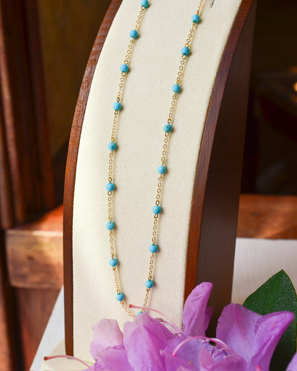 14kY Turquoise Bead Station Necklace 90259818TQ