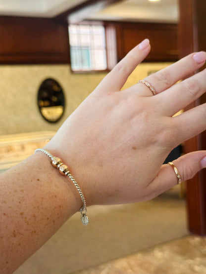 SS/RG Twist 2 Bead Bracelet RB5409-70