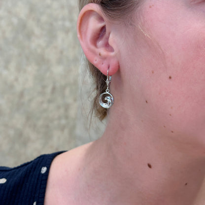 SS Round Frame Wave Earrings NE3042