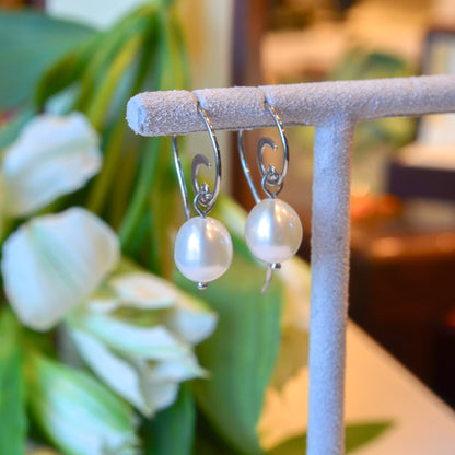 SS Curved Wire Hook Pearl Drop 6181PP-SS