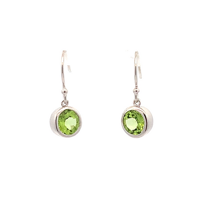 SS 6mm Peridot Dangle Earring